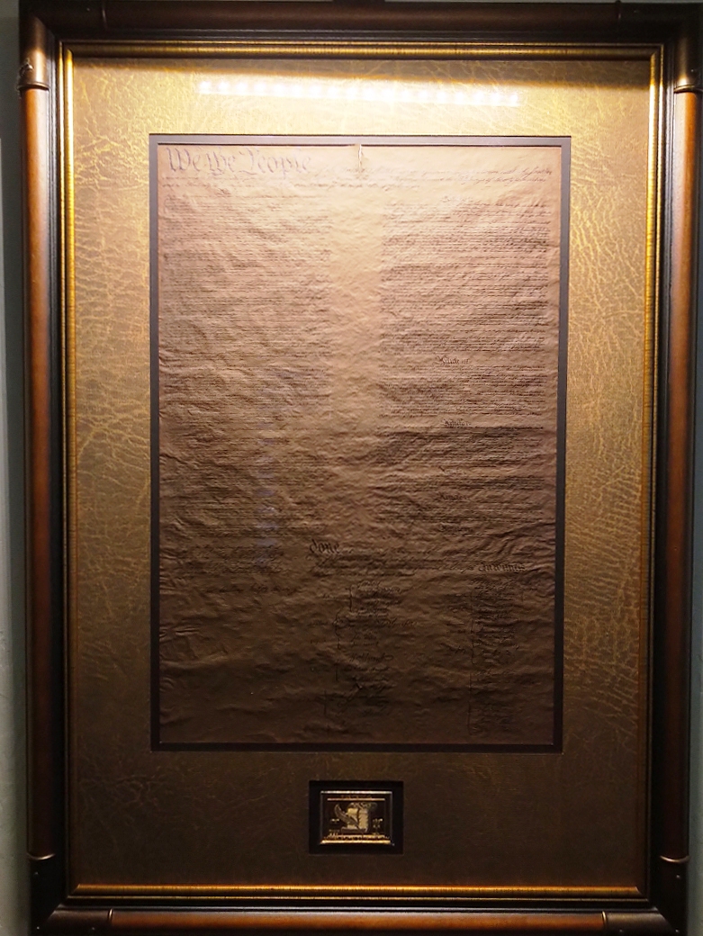 MSG_Jack_Dona's tweet photo. Today in History:

The U.S. Constitution is signed by 39 delegates of the Constitutional Convention in Philadelphia.  
                                   - September 17th, 1787

Hanging in the foyer entrance to my home. An original certified copy of the US Constitution. https://t.co/bq4EPFprie