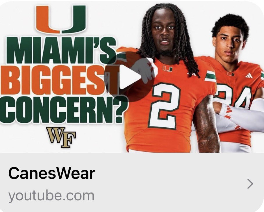 Canes_Wear's tweet photo. Excited to announce, @CaneGangShow
starts tonight on CanesWear TV.  

Have U Subscribed Yet? 

 CAN WAKE FOREST EXPOSE MIAMI’S BANGED-UP SECONDARY? https://t.co/05dBEwaV81 via @YouTube https://t.co/qNVULqZCuR