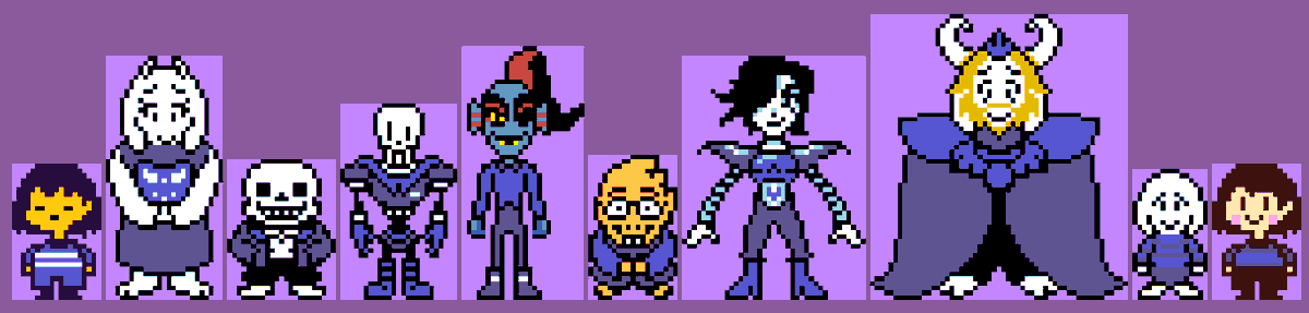 TemmieOrSmth99's tweet photo. I find it funny how Outertale and Underfell have everyone wearing the same 2 colors for their designs

like what if Undertale just did THIS https://t.co/9qEb9GX6kh