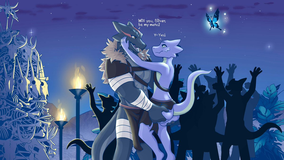 Doughy_Bakery's tweet photo. I have become Lakrak’s mate!!! 🥰
Silver is my oc, and this beauty was drawn by none other than @ChalkiCharli 
I may not be able to produce heirs…but I got a fat ass~

#TheNebulasCivilization #Lakrak #kemono https://t.co/rMscnEo9UO