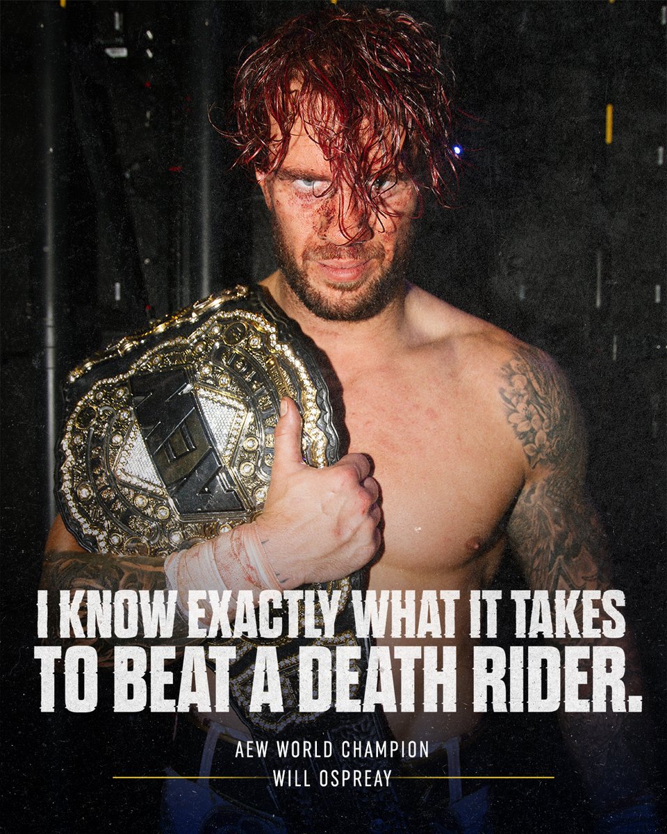AEW's tweet photo. The AEW World Championship is at stake when @WillOspreay and @JonMoxley go one-on-one in just eight days at #AEWAllOut.

And the World Champion will be fully ready. https://t.co/Q0n1gM0sI2
