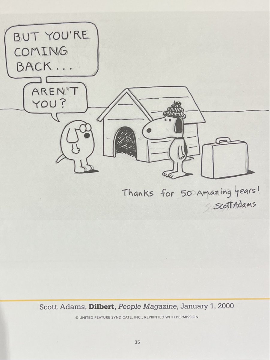 joelpollak's tweet photo. .@ScottAdamsSays offered this tribute to Peanuts creator Charles M. Schulz on his retirement. Schulz inspired Scott to start drawing comic strips as a child in 1967. More on that story in the upcoming Scott Adams biography, out November 12. (Source: @SchulzMuseum, Santa Rosa, CA) https://t.co/8nUYz1EZZx