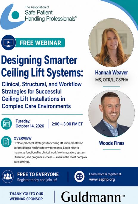 ASPHP4's tweet photo. FREE ASPHP WEBINAR!

Explore XY systems, straight tracks, transition systems, complex installations, workflow considerations and more.

Oct. 14 | 2–3 PM ET
Hannah Weaver &amp; Woods Fines
Sponsored by Guldmann

https://t.co/EU9NzbhpHR

#SafePatientHandling #SPHM #ASPHP https://t.co/ruuXaa6QAZ