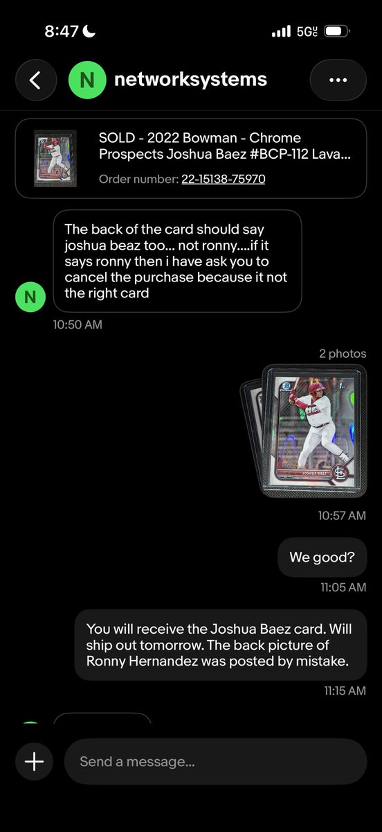 NOTsoFRUGAL67's tweet photo. Beware of this guy on eBay
@CardPurchaser 

No idea how he could have a 100% rating.

My only mistake was posting the wrong back of the card. I sent him video and updated pics. 

Any advice on what to do here? I 100% sent the correct card. https://t.co/dY32iCHOtH