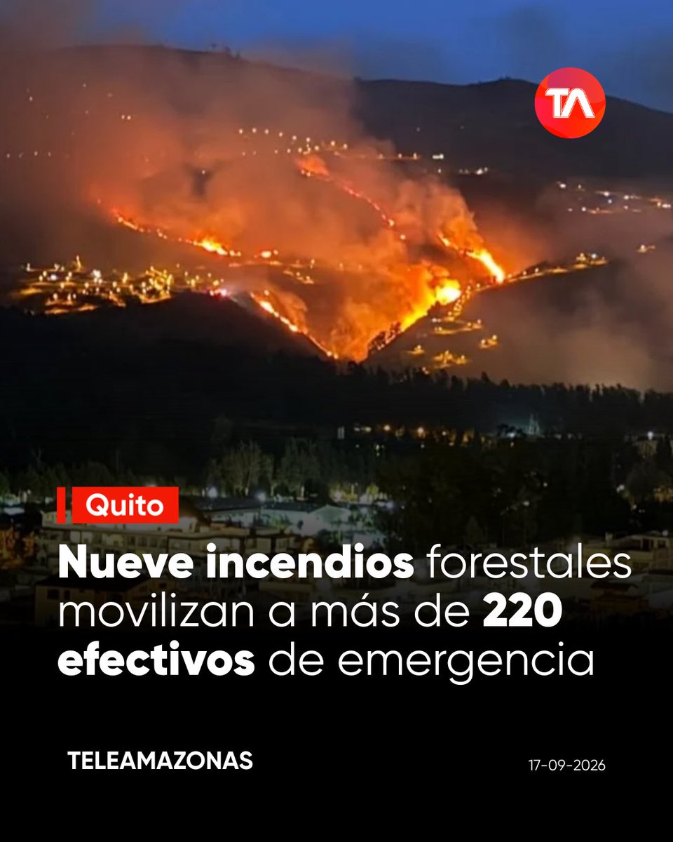 teleamazonasec's tweet photo. ⚠️ https://t.co/1ErbirC8Cg 👉 Un total de nueve incendios forestales simultáneos movilizó a más de 220 efectivos y soporte aéreo para proteger viviendas en varios sectores de #Quito. https://t.co/XRo2Gd1hJk