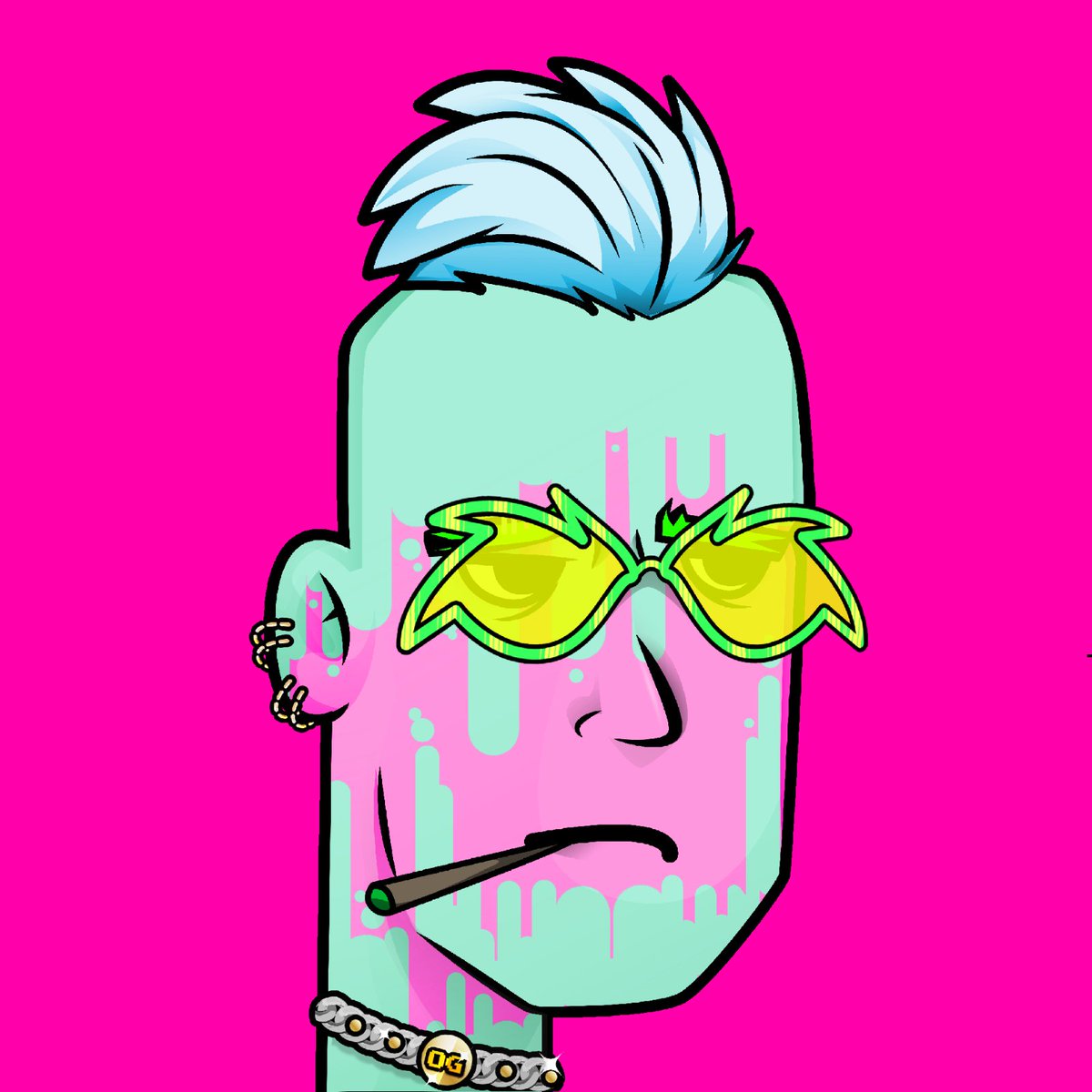 R3OgPunks's tweet photo. ๐ R3 OG Punk #1916 shines with a Pink Phantom background and Toxic Pop charm! Male energy meets Platinum OG style. ๐ #XRPL #R3OGPunks #NFTArt https://t.co/ZApEaMk1Nm