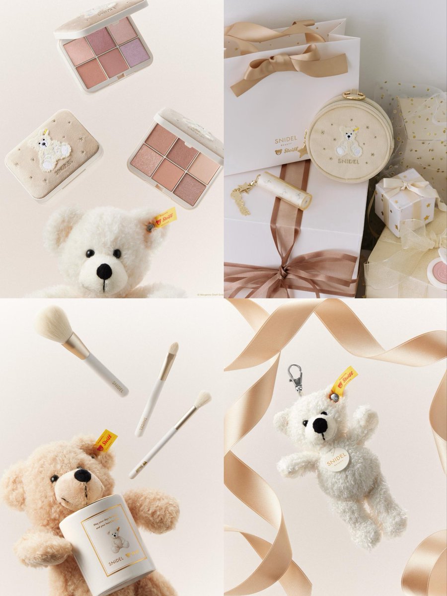 MimiBeauty__'s tweet photo. SNIDEL BEAUTY × Steiff 🧸🤍
2026年クリスマスコフレは、テディベアブランドとの可愛すぎるコラボ…！
注目はぬいぐるみみたいなもこもこパケのアイパレ✧10/30発売 https://t.co/sxJULmIcHV