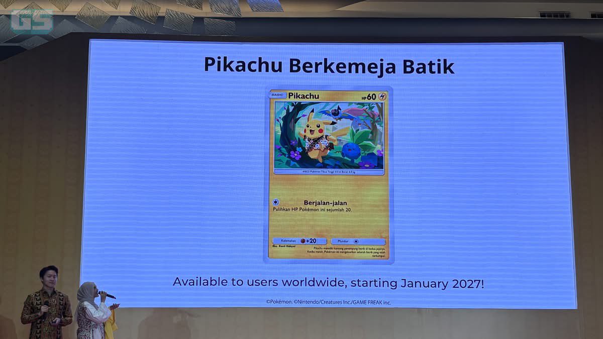 CentroLeaks's tweet photo. Looks like promotion for the new Gen 10 Pokémon region (Southeast Asia) will start as soon as in January! 

Pikachu Berkemeja Batik will be available in Pokémon TCG Pocket worldwide in January. https://t.co/4dZxO59jYI