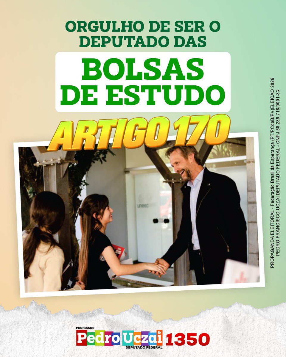 uczai's tweet photo. #TBT Garantir o direito de estudar sempre foi uma das grandes lutas da minha vida. Quando fui deputado estadual, tive o orgulho de criar a lei que deu origem às bolsas de estudo do Artigo 170, abrindo as portas da universidade para milhares de jovens catarinenses que sonhavam com um diploma, mas não tinham como pagar.

Essa conquista transformou vidas, fortaleceu nossas universidades comunitárias e provou que, com compromisso e trabalho de verdade, a educação pode chegar para quem mais precisa. 

Ver cada estudante formado por causa dessa lei é a maior certeza de que valeu a pena lutar!

Agora, na nossa caminhada de reeleição, renovo meu compromisso de continuar sendo a voz da educação forte, pública e acessível no Congresso Nacional!

 Vamos juntos seguir transformando realidades e construindo um futuro com mais oportunidades para Santa Catarina! 

#PedroUczai1350