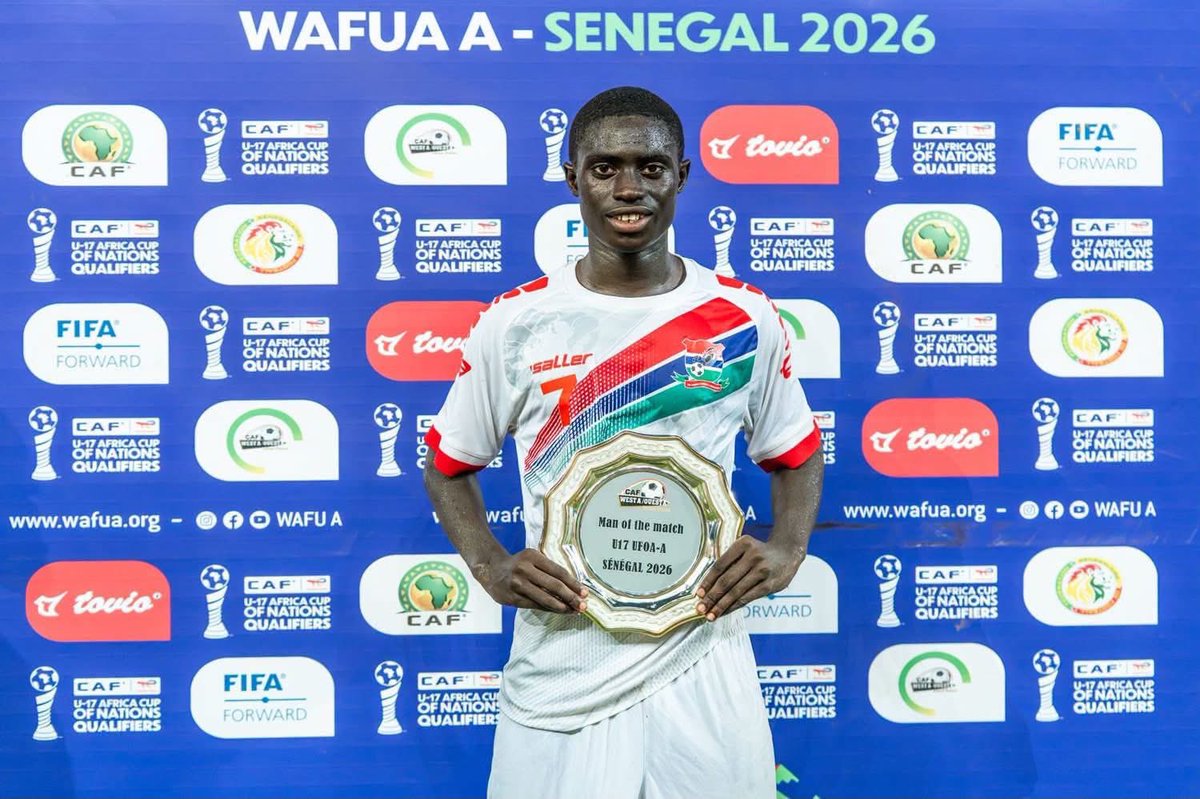 KemoCeesayGFF's tweet photo. Congratulations to our U-17 Scorplings on a hard-fought 2–1 victory over Liberia &amp; qualification for the CAF U-17 AFCON.

Congrats to Omar Badjie on his Man of the Match performance.

One final against Senegal. Stay focused, united &amp; determined. Make The Gambia proud.

#Gambia https://t.co/65NslvCsUL