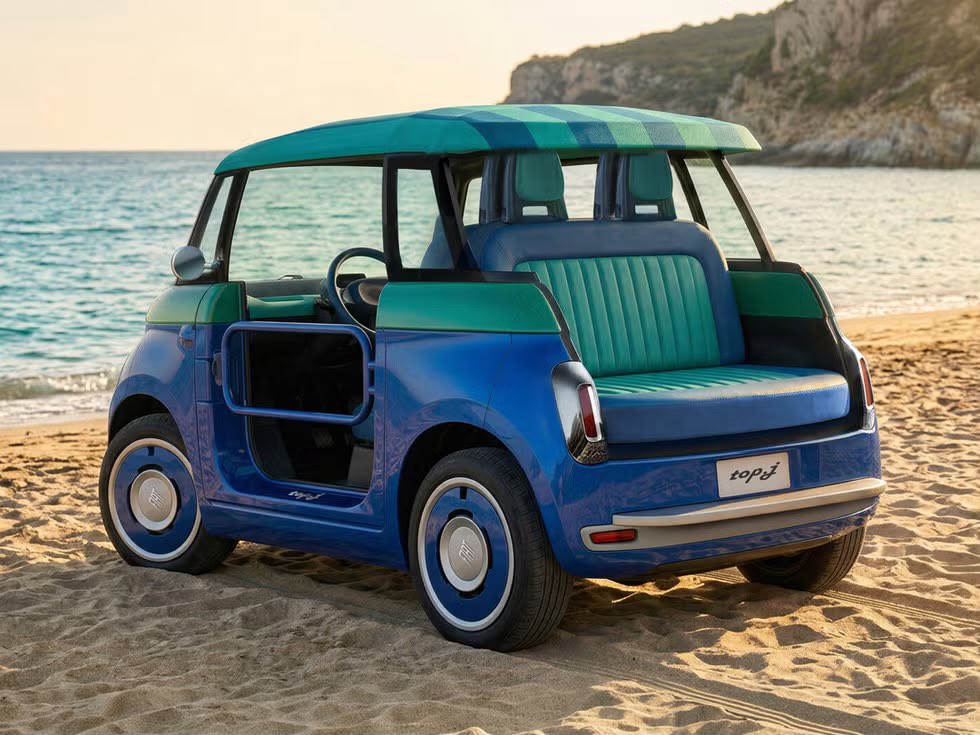 AutosyMas's tweet photo. #Fiat llevó al #Topolino al extremo con los conceptos Top. L y Top. J, creados por GFG Style. El primero transforma al pequeño eléctrico en una barchetta sin techo, mientras el segundo recupera el espíritu del Fiat 500 Jolly con cuatro plazas y enfoque playero.
#noticias #autos https://t.co/9hYI87ZFgq