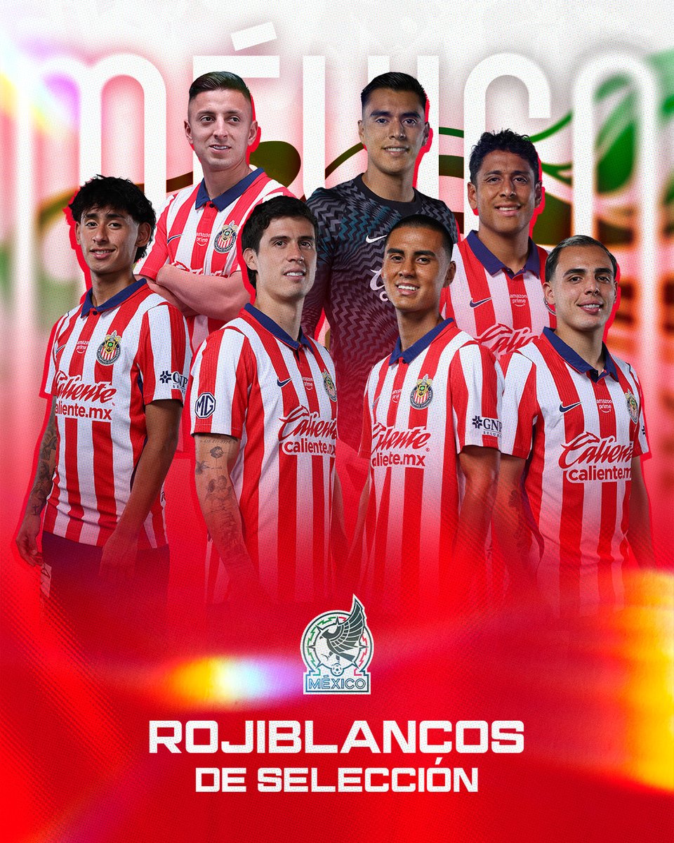 Chivas's tweet photo. 🇲🇽 ¡UN MÉXICO MUY ROJIBLANCO! 🔴⚪️

🔝 ¡7️⃣ #RojiblancosDeSelección participaran en la convocatoria de @miseleccionmx! 

Todo sobre los convocados aquí 👉🏼 https://t.co/iVbFx2D9Gh https://t.co/zzFcxwiqkM