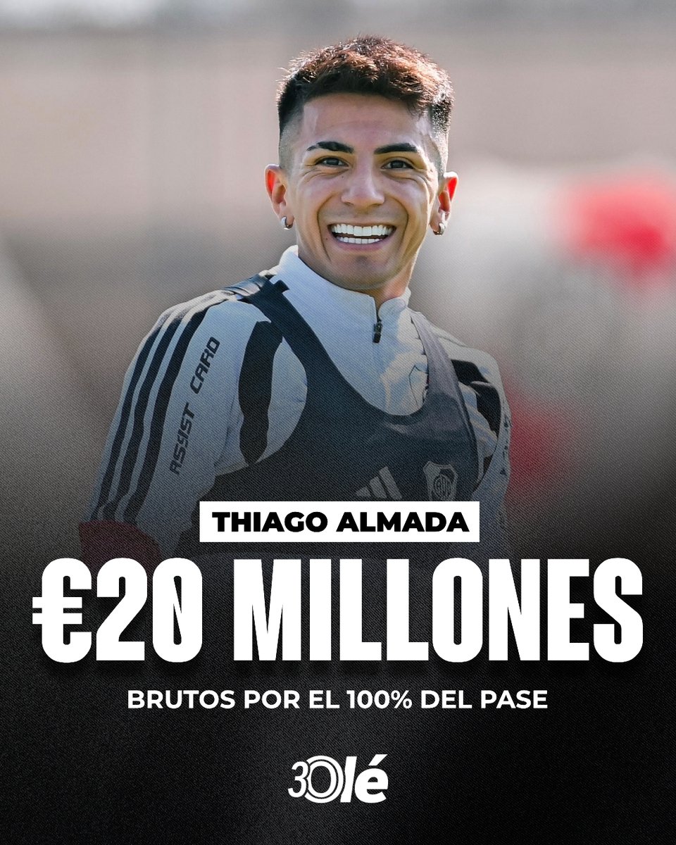 DiarioOle's tweet photo. ⚪🔴 CUÁNTO COSTARON LOS REFUERZOS DE RIVER según lo aprobado en la reunión de CD:

-Thiago ALMADA: 20 millones de euros (brutos) por el 100% del pase
-Ángel CORREA: 15 millones de dólares (brutos) por el 100% del pase
-Rafael SANTOS BORRÉ: Monto total cercano a los U$S 4M (llegó libre)
-Mauro ARAMBARRI: 6 millones de euros
-Giovanni GONZÁLEZ: 500.000 dólares

-Tobías ANDRADA: 7.200.000 de dólares por el 66% del pase con la inclusión de una opción de compra por otro 14% de la ficha. Además, un pago adelantado por un amistoso ante Vélez y una prioridad de negociación por dos juveniles del Fortín: Simón Prima y Thiago Villalba