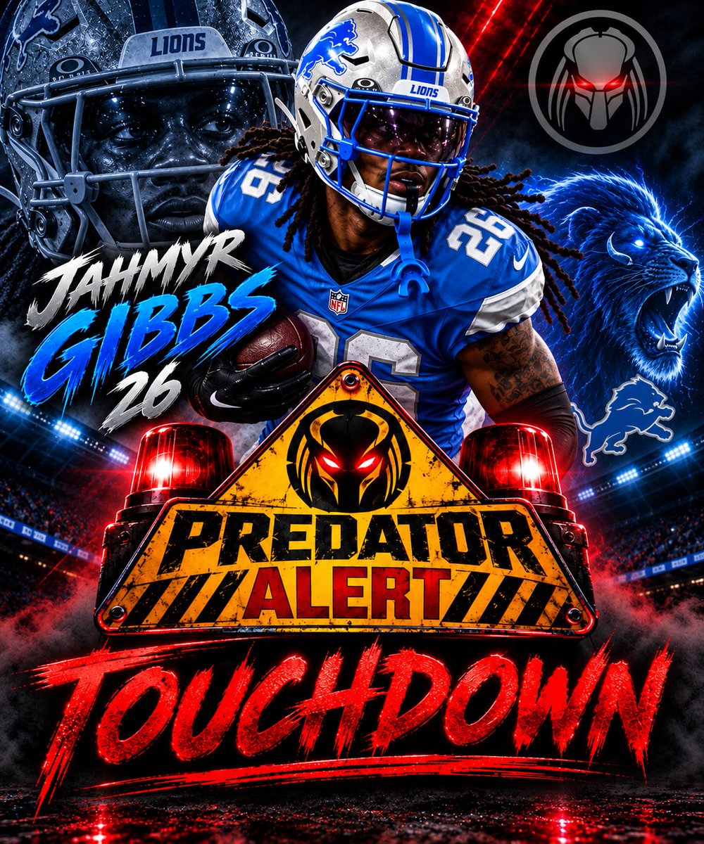 Predator0logy's tweet photo. 🚨 PREDATOR ALERT 🚨 

Detroit Lions Running Back Jahmyr Gibbs scores a 11 yard touchdown Reception 
#nfl #lionsnation #onepride https://t.co/66FEdf46kW