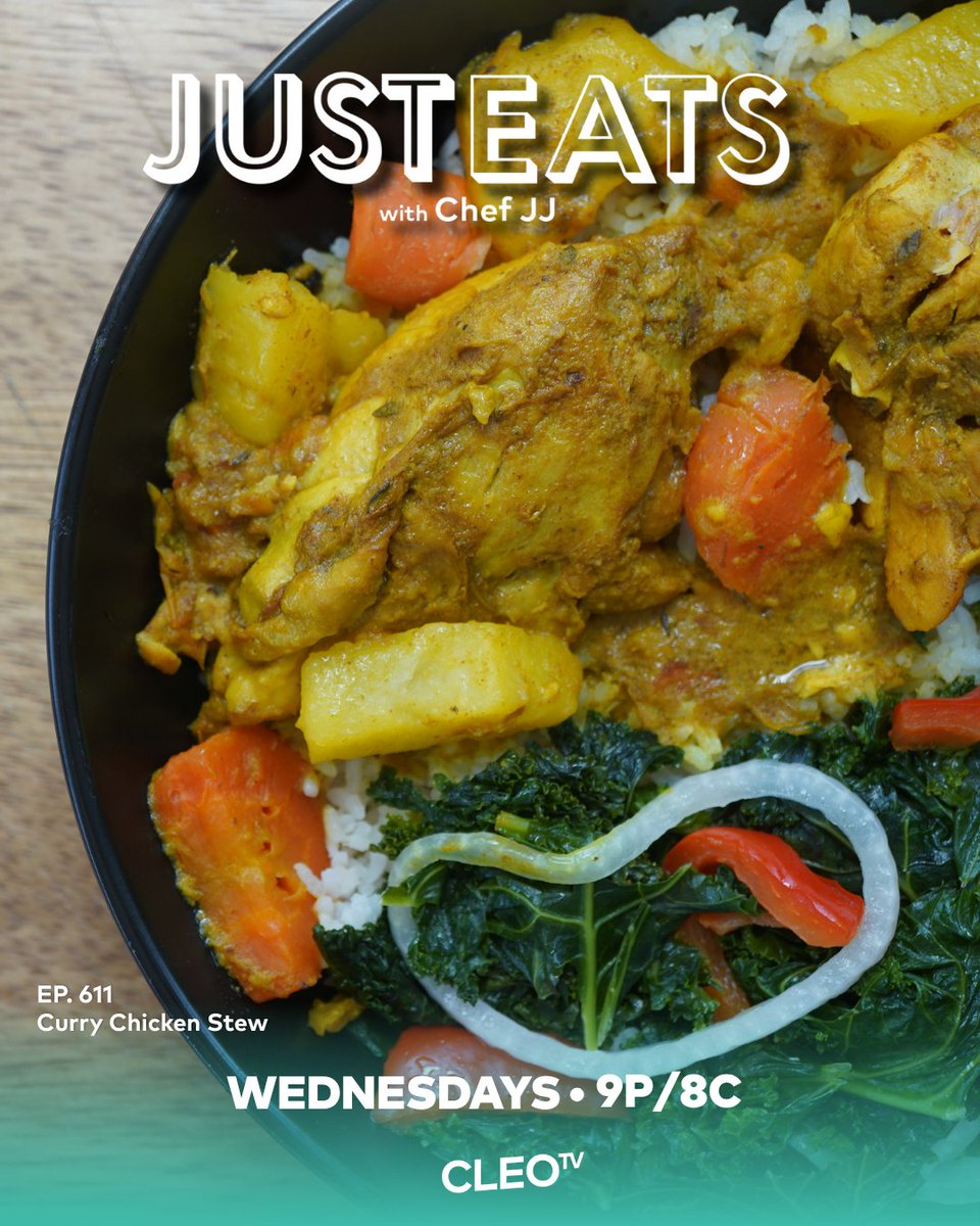 mycleotv's tweet photo. The curry chicken stew and sautéed kale had us licking our fingers through the screen! 😋 And, the apple cider punch is perrrrrfect for fall gatherings!🍂🍎 Get these #JustEats recipes and more: https://t.co/K0lnppaQJB https://t.co/KJg4wUyRIj
