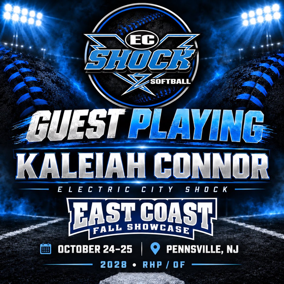 kaleiahc9's tweet photo. A different uniform for the weekend, but the same goal; compete.
Iโll be guest playing with Electric City Shock at the East Coast Fall Showcase.
#ClassOf2028 #SoftballRecruiting #RHP #EastCoastFallShowcase #ElectricCityShock #PennsvilleNJ
๐ Pennsville, NJ
๐
October 24โ25
2028 | RHP/2B/OF