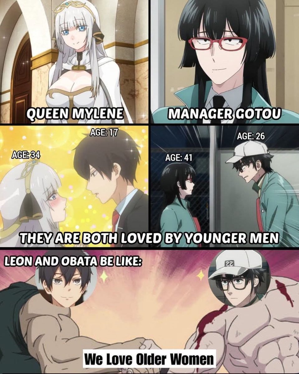 AnimexiZone's tweet photo. Leon🤝Obata, they might be young, but they share the same superior taste in older women! https://t.co/hi0nU6jSnD