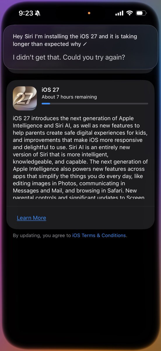 fwYUSUFF's tweet photo. hoping iOS 27 Siri is much smarter than the iOS 26 Siri https://t.co/h36XoJnm5q