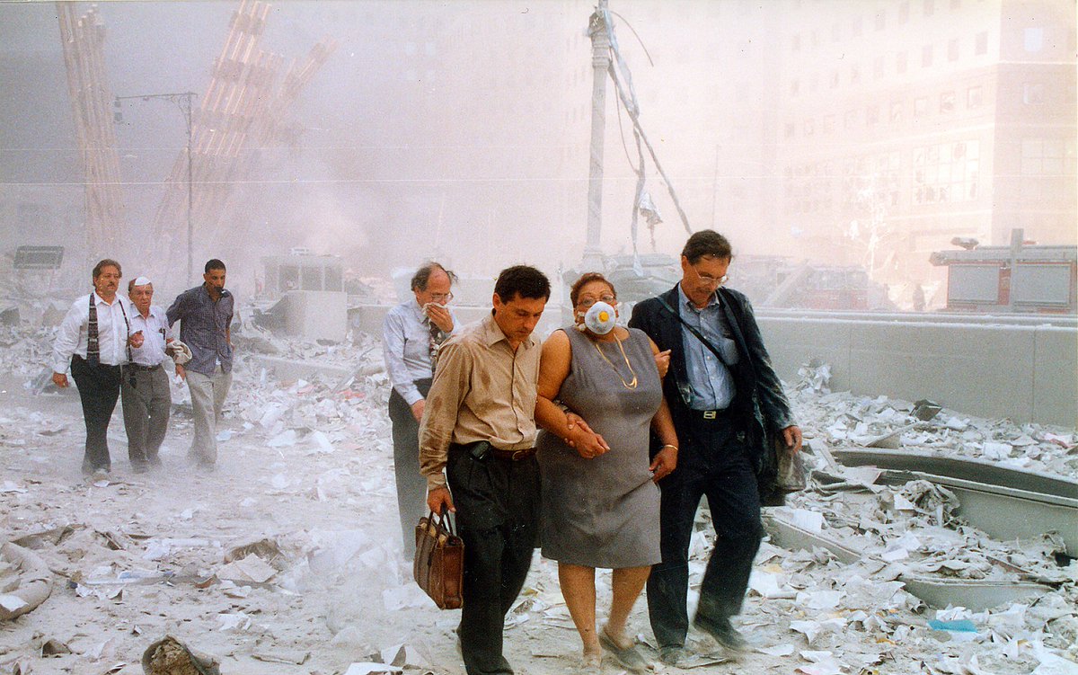 jonwalczak's tweet photo. We need your help.

This photo — #20 from "32 Frames" — shows 7 people evacuating from the World Trade Center shortly before the North Tower collapsed on 9/11.

We have not been able to ID any of them — or determine whether or not they survived. https://t.co/5n1VcVSIrl