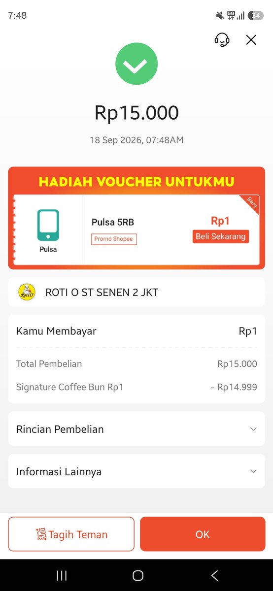 Urfans7's tweet photo. Wahahaha diskon jg jd 1rp. Hemat kali jajan hari ini https://t.co/QkfWSfBRLa
