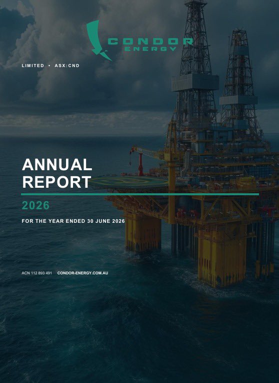 CondorEnergy's tweet photo. 2026 Annual Report

Read the full announcement: https://t.co/xQF3DGcAGX

$CND #Condor #ASX #OilAndGas #Peru #EnergySecurity https://t.co/HT9fTRFf1q