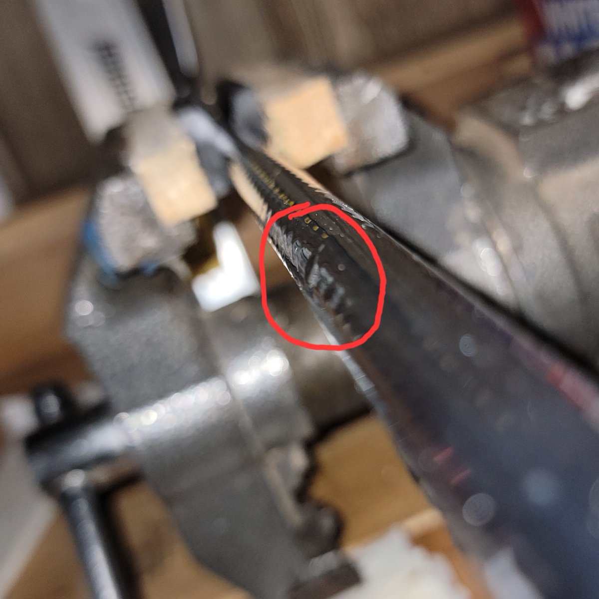TheJoelClements's tweet photo. Got a set of 718 CBs in from ebay and found a pretty good dent in the 5 iron shaft that wasn’t mentioned in the listing.

Seller was cool about it and refunded me $60, so instead of sending them back I ordered a replacement shaft and I’m fixing it.

Little more of a project than I planned on… but these aren’t going anywhere. 

Anywhere club builders or shaft experts see this - How bad is this dent really?