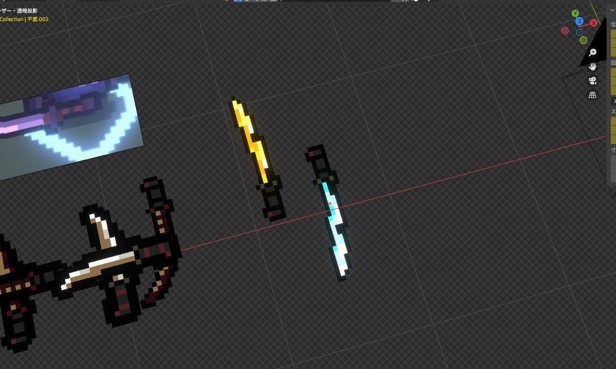 yaphet_cc's tweet photo. 細分化した面を使ってblenderだけでドット絵を描こうの回 https://t.co/QQtfCqmkSu