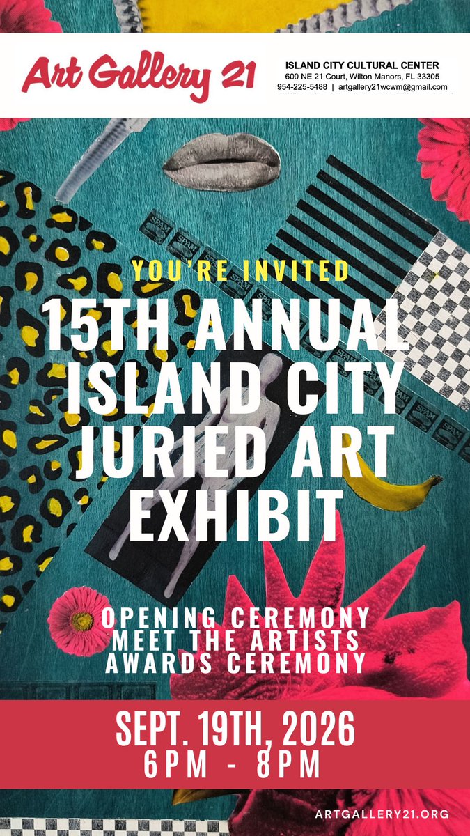 ArtGallery211's tweet photo. Join us THIS SATURDAY (9/19) at Art Gallery 21 as we celebrate our 15th year sharing and celebrating local South Florida art and community! Join us for the Opening Reception of the 15th Annual Island City Cultural Center 6pm-8pm
https://t.co/xpKFxAsY8a https://t.co/QdokpmMwl4