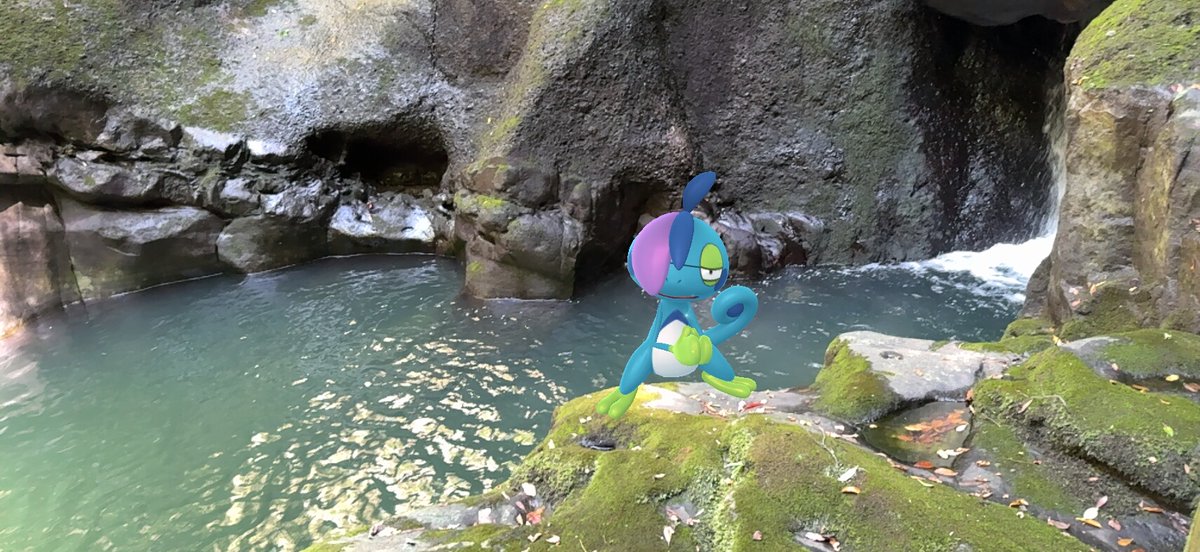 awamegupokeco8's tweet photo. 撮影日:2026年07月10日(金)13:45 #PokemonGOCommunityDay #PoKéMoNGOAR #ジメレオン #Drizzile #鮎屋の滝(あいやのたき) https://t.co/E18zGqT5wW