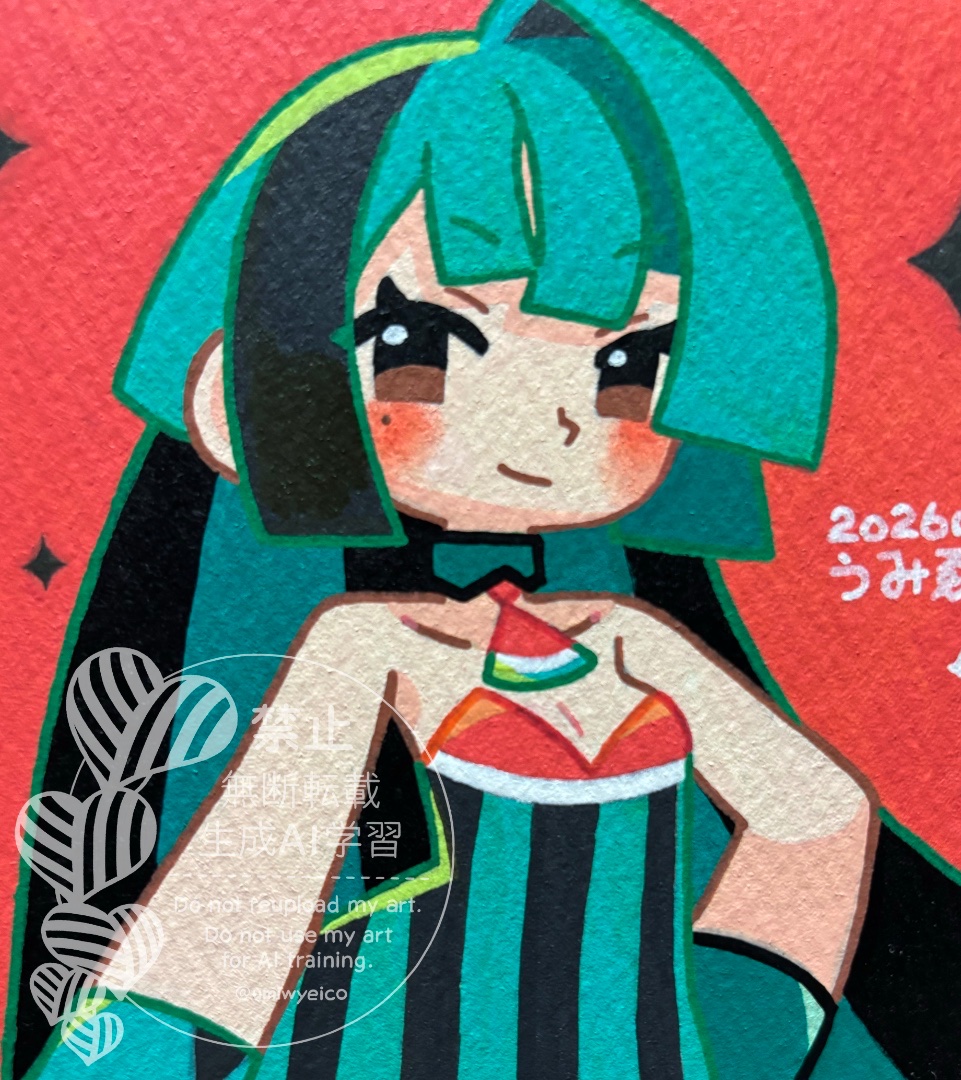 umiwyeico's tweet photo. 【ヤフオク!】
手描きイラスト2601【すいかちゃん☆1/4色紙（寸松庵サイズ）】
https://t.co/7sWcibS30T https://t.co/itbRYU1cmj