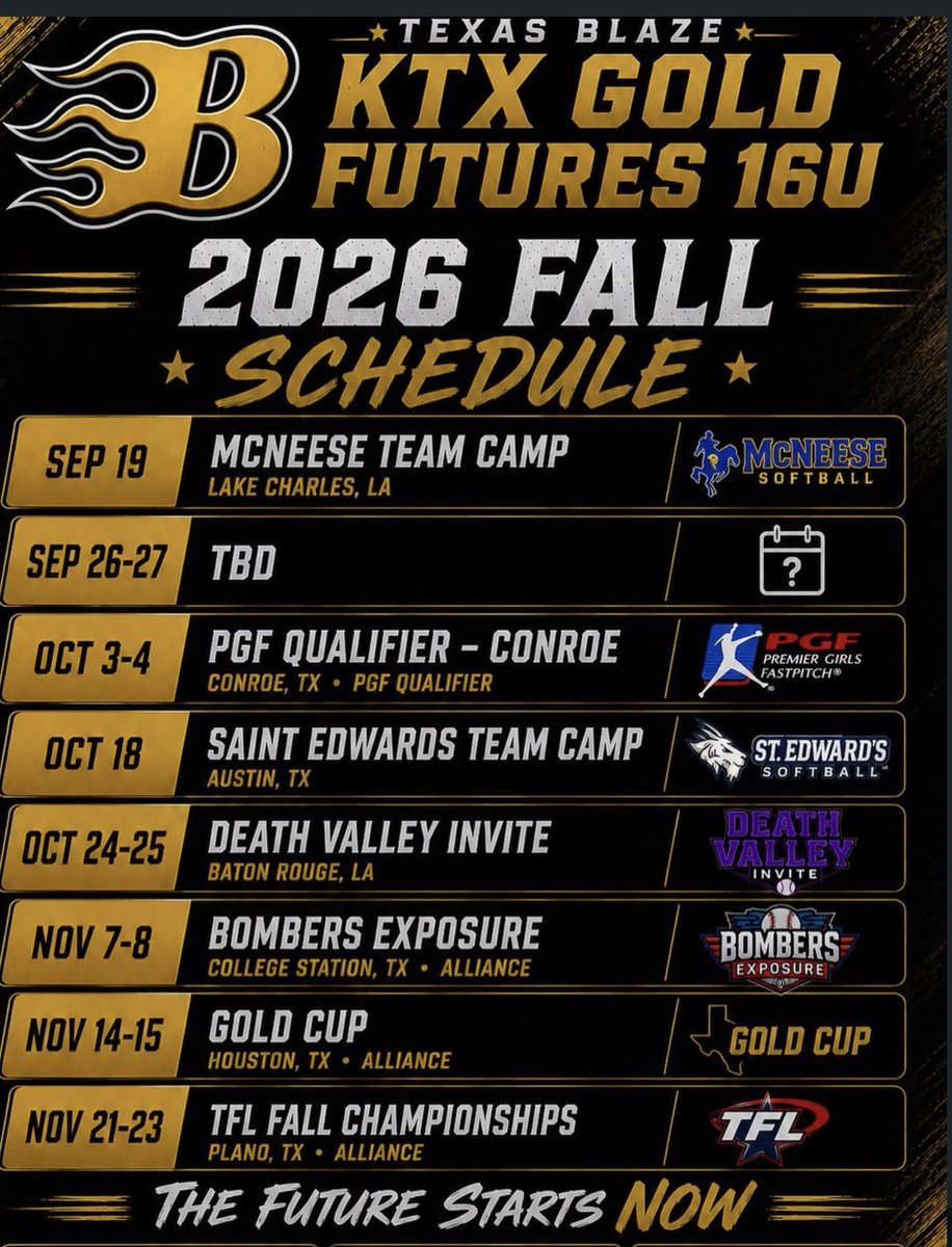 Aly_Munoz24's tweet photo. Gearing up for this fall! Catch us at Mcneese this weekend 🔥

 #uncommited #2028 #bBlaze #bGold https://t.co/xnn4Q6NLq9