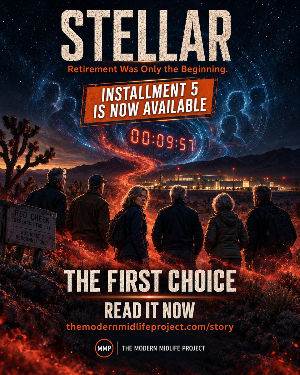 TheModernMidlif's tweet photo. STELLAR INSTALLMENT #5 

The group's missing hours are finally beginning to return.

Now they know that no version of their story has ever brought everyone home. 

 #sciADV #SerializedFiction #MysteryThriller #SciFiMystery #GenXReads #AIThriller #WeeklyFiction #MustRead https://t.co/Sw1UCehEFk