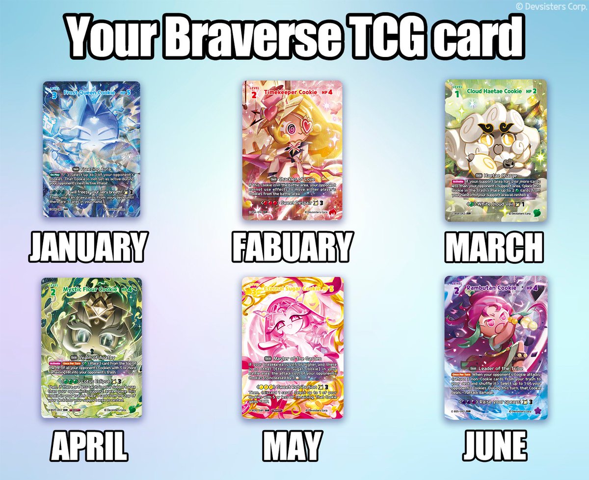 CRbraverse's tweet photo. 바삭이들 생일에는 어떤 쿠키런: 브레이버스 TCG 카드가 찰떡임? 
추구미나 쿠키의 성격이랑 맞으면 좋아요 누르자! ✨ 엉? 🫪 

(참고로 주인장은 흑당맛 쿠키임 🖤🧋)

#쿠키런카드게임 #쿠키런브레이버스 #CookieRun #CookieRunBraverseTCG #CookieRunTCG https://t.co/SrVLsgV7P3