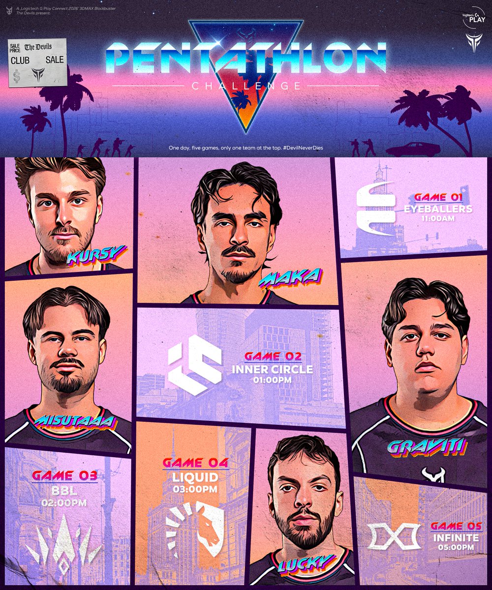 TheDevils_3D's tweet photo. Une journée, cinq adversaires - le Pentathlon Challenge, c'est aujourd'hui pour décrocher une place en playoffs 🔥

📍Logitec G Play Connect 2026, Varsovie 🇵🇱
🆚@EYEBALLERS
🕰️11h00

#DevilNeverDies 👹 https://t.co/kT3O1B1u7Y