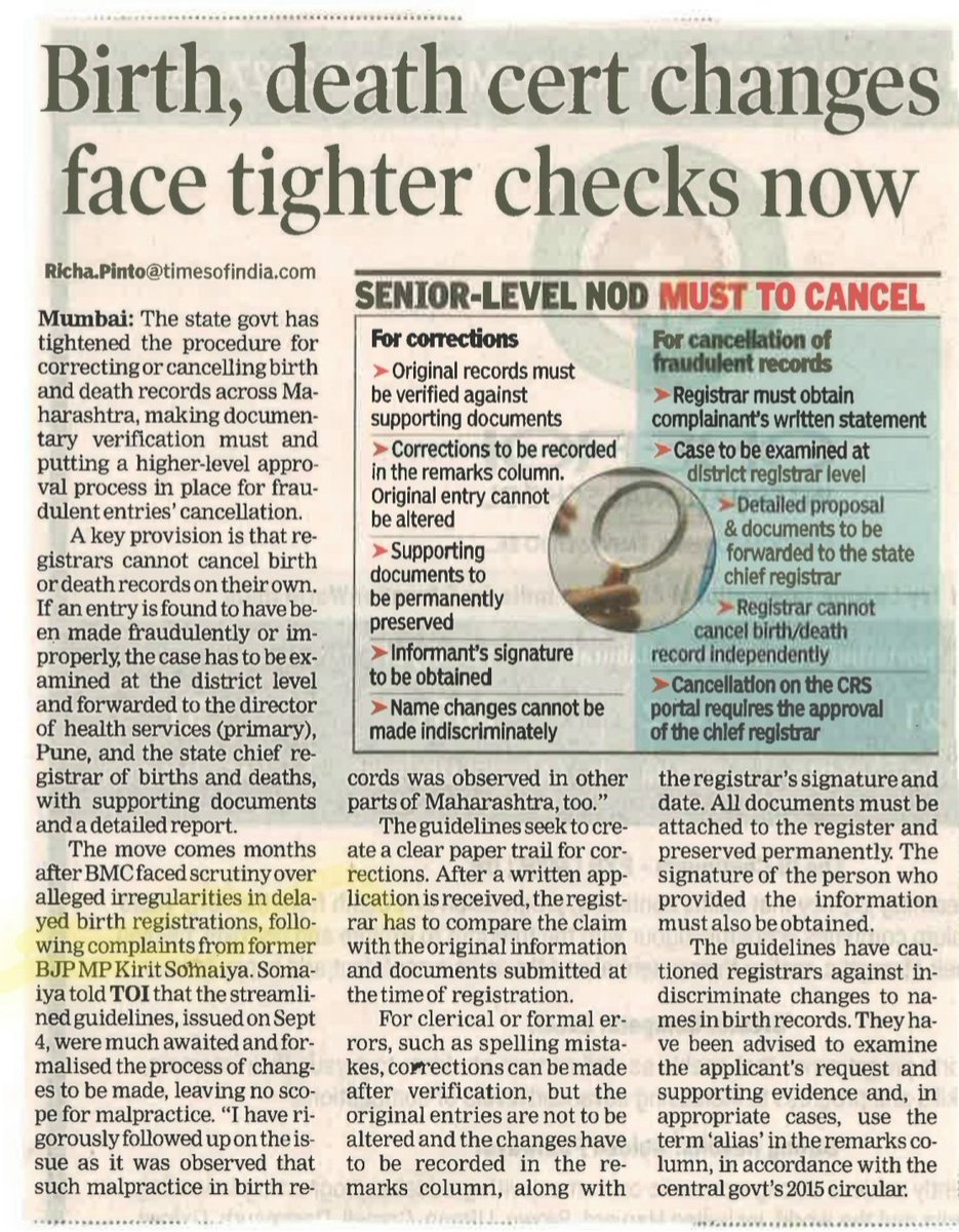 KiritSomaiya's tweet photo. SOP Guidelines for Birth &amp; Death Certificates Corrections https://t.co/9tvGcEFakG