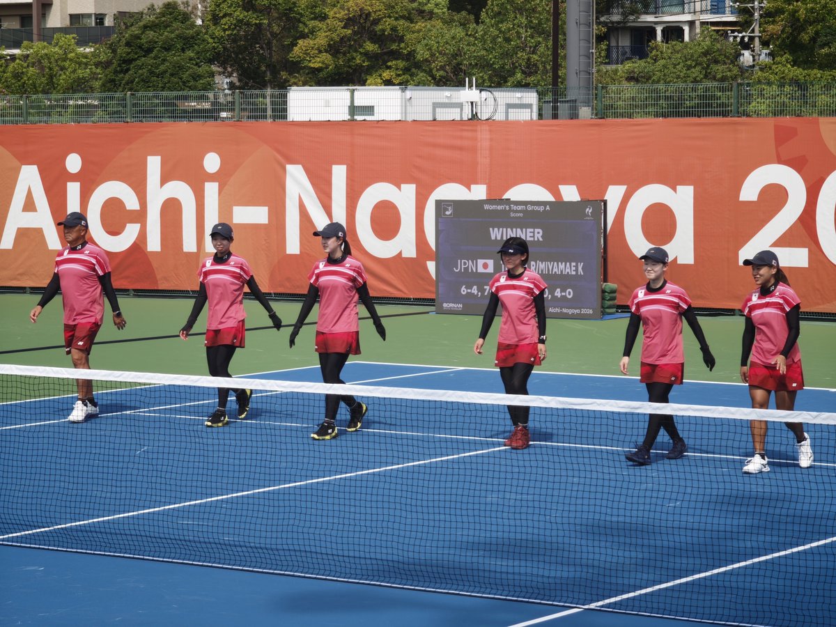 JSTA_official's tweet photo. 🌏国際大会情報🇯🇵
#第20回アジア競技大会
#愛知名古屋2026
／
📣 女子チーム、予選リーグ初戦に勝利！

◎女子　日本(1勝) ③-0 カンボジア
　前田梨緒・中谷さくら　⑤-0　CHHORN C・KHUN C
　岩倉彩香　④-0　CHHAN C
　天間麗奈・宮前希帆　⑤-0　METH M・YEAN S

📎アジア競技大会速報✅
https://t.co/RULoC81bam
応援宜しくお願いいたします🔥
＼
🇯🇵 #TEAMJAPAN 情報⬇️
https://t.co/4dYVzj7PGY

日程✅
9月18日（金）：国別対抗 予選
9月20日（日）：国別対抗 準決勝・決勝
9月21日（月・祝）：ミックスダブルス
9月22日（火・祝）：シングルス 予選
9月23日（水・祝）：シングルス 準決勝・決勝
 #softtennis #ソフトテニス
#ともに一歩踏み出す勇気
#大会初日🔥