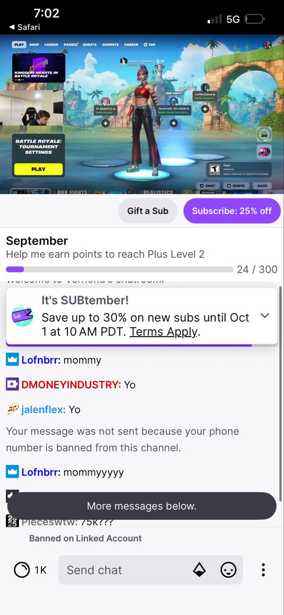 zolveddog's tweet photo. . @Verhona2 haven’t been able to talk in yor chat for 2 weeks. My phone number is banned from ur stream please help https://t.co/BKiYy2j5BK