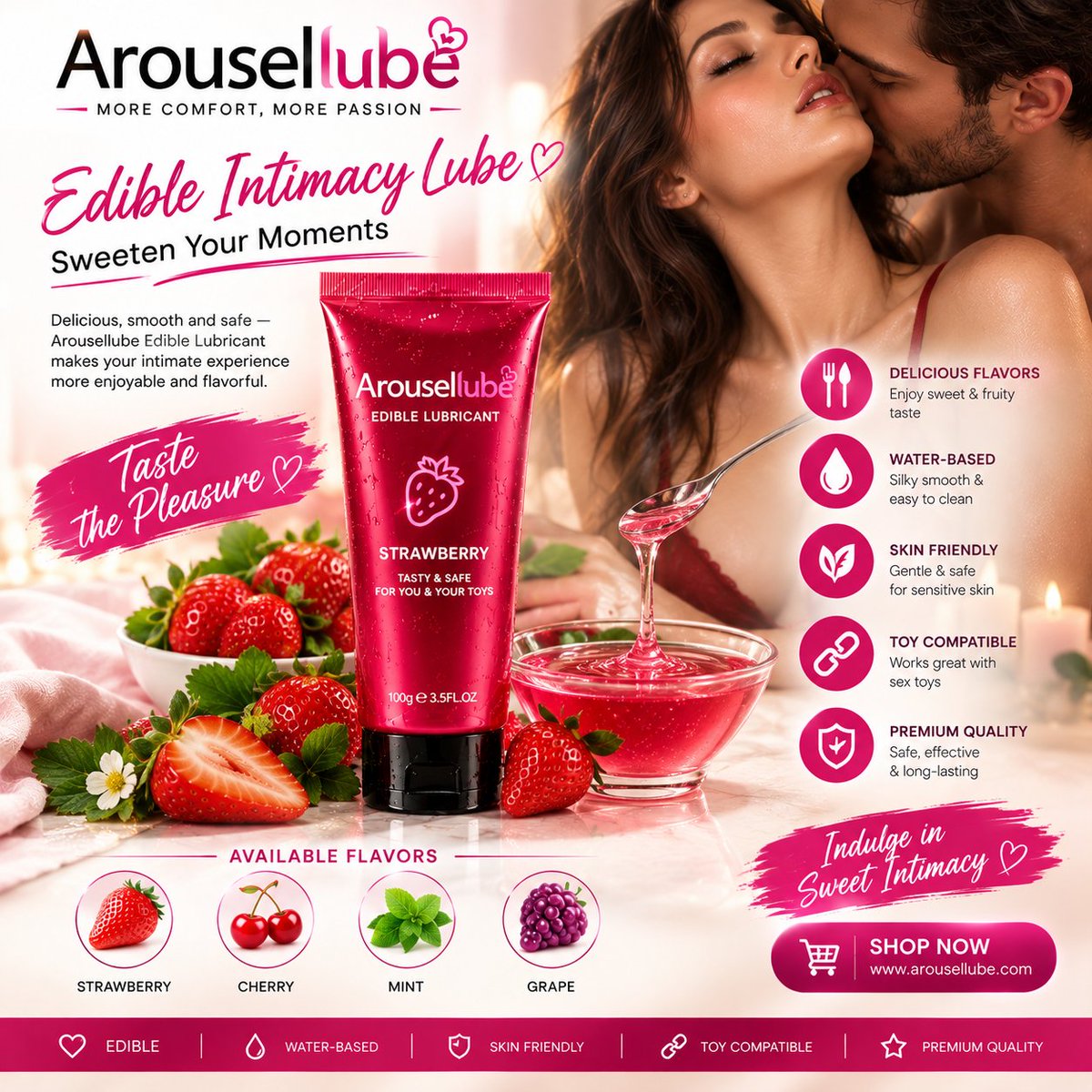 Arousellube's tweet photo. EDIBLE INTIMACY LUBE — SWEETEN YOUR MOMENTS 
Make intimate moments smoother, sweeter, and more enjoyable with Arousellube Edible Lubricant. 

Taste the Pleasure. Sweeten Your Moments.
Shop Arousellube: https://t.co/XxM03d5SGv

#ToyCompatible #StrawberryLube #IntimateWellness https://t.co/Bvs0udhnJV