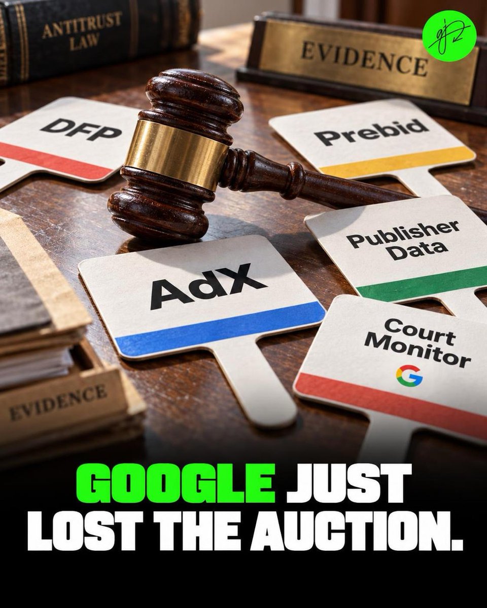 ajunais's tweet photo. Google avoided an adtech breakup, but the court is forcing its auction machine open: Prebid integration, more publisher data, and a compliance monitor.

Brand lesson: the most powerful moats are often hidden in defaults, data access, and switching costs. https://t.co/XlCweMf6Pq https://t.co/WSGkmaVuQ3