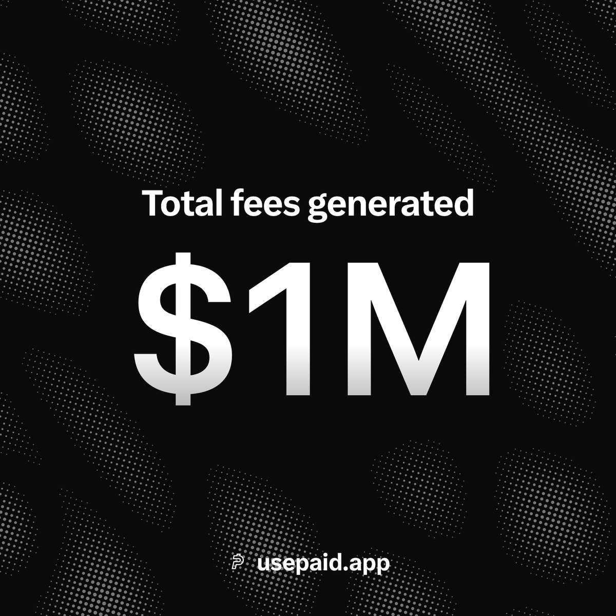UsePaid's tweet photo. Massive milestone! $1,000,000 of fees and counting have been generated via @UsePaid https://t.co/OixgKYmdWU