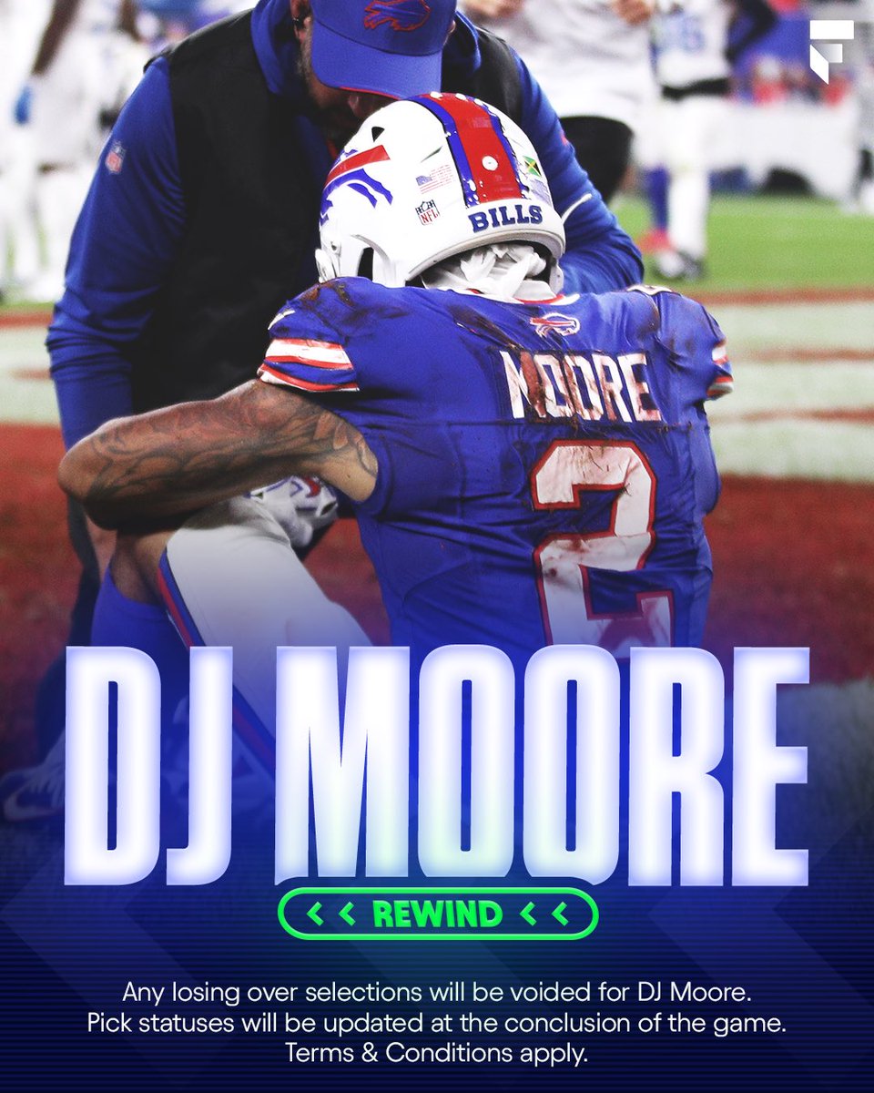 fliff's tweet photo. Primetime Rewind ⏪

Player props impacted by DJ Moore’s injury will be voided 🤝

Learn more: https://t.co/lymt2nrw3D https://t.co/ioB1qYgkzC
