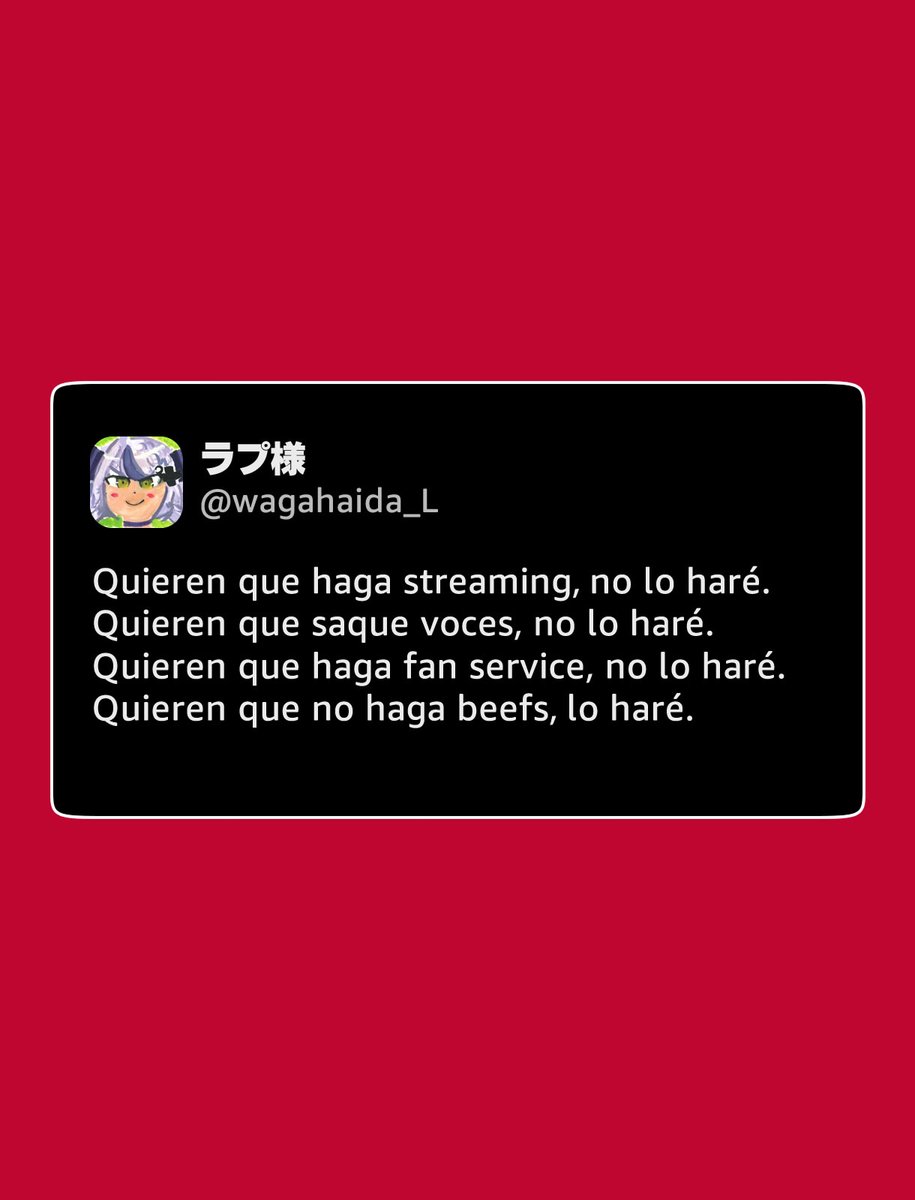 animetrends's tweet photo. FAMOSA VTUBER DESAFÍA A SUS FANS

La popular VTuber Laplace Darkness, integrante de la gigantesca agencia Hololive, encendió a la comunidad tras publicar un provocador mensaje donde se niega a cumplir con las exigencias habituales de su audiencia.

Pese a tener más de un millón y medio de suscriptores y promediar apenas unas cuatro horas de transmisión al mes en lo que va del año, la creadora dejó claro que no hará streams, no grabará líneas de voz y no dará fan service, pero que sí seguirá peleándose en las respuestas.

Sus declaraciones reactivaron viejas quejas en internet, donde varios usuarios le sacaron en cara las poquísimas horas de transmisión que lleva en el año, aunque buena parte de las reacciones inmediatas fueron de cariño y broma hacia su estilo de siempre.

Aunque la líder de holoX siempre se ha caracterizado por su estilo caótico y rebelde, a buena parte de la comunidad no le hizo ninguna gracia ver que prefiere gastar energía enganchándose en discusiones de redes antes que prender directo para los seguidores que la apoyan.

Hacer streams quedó en segundo plano; pelear en redes sociales se convirtió en la verdadera prioridad.