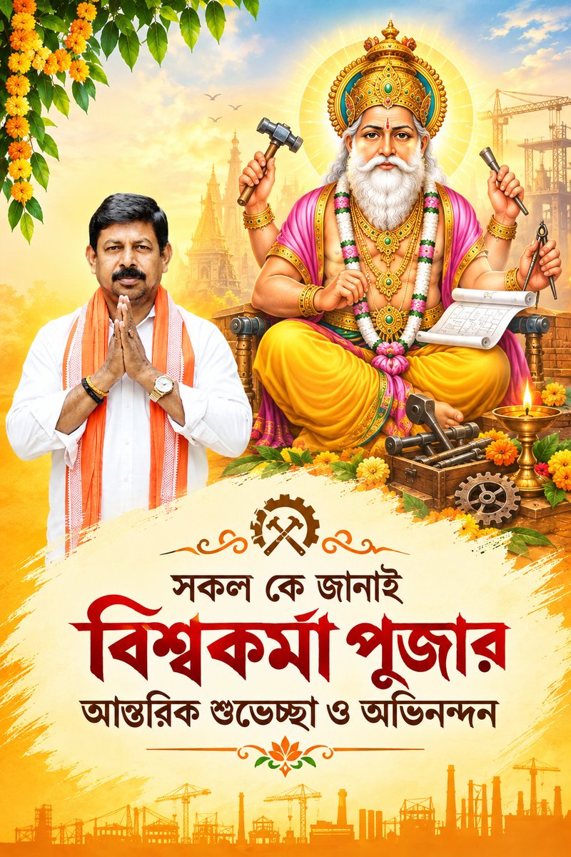 Tusarkumarmaju1's tweet photo. বিশ্বকর্মা পূজার পবিত্র দিনে সকলকে জানাই আন্তরিক শুভেচ্ছা ও অভিনন্দন।
#VishwakarmaPuja #VishwakarmaPuja2026 #Pandua https://t.co/yMpaQmv273