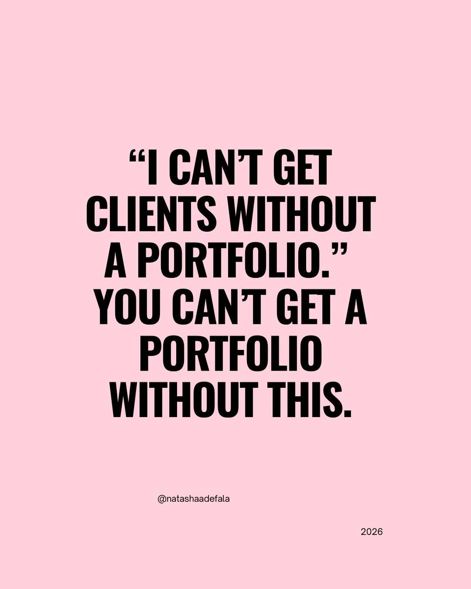 natashaadefal's tweet photo. “I’ll get clients once I have a portfolio.” I said this for months. It was just fear with a respectable outfit on.

The social media managers winning didn’t wait for a portfolio. They showed proof, ran paid pilots, and used their own page as the demo... https://t.co/52DRShRsK7