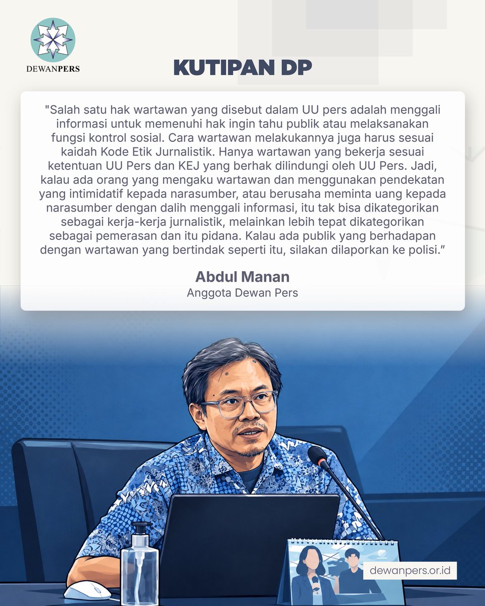 dewanpers's tweet photo. Aksi intimidasi berkedok "kerja jurnalistik" makin marak menyasar pelaku usaha kecil.

Hati-hati ya, Sahabat DP. Kalau ketemu oknum yang gaya-gayaan seperti ini, langsung laporin ke polisi aja. https://t.co/mV2svAIv2I