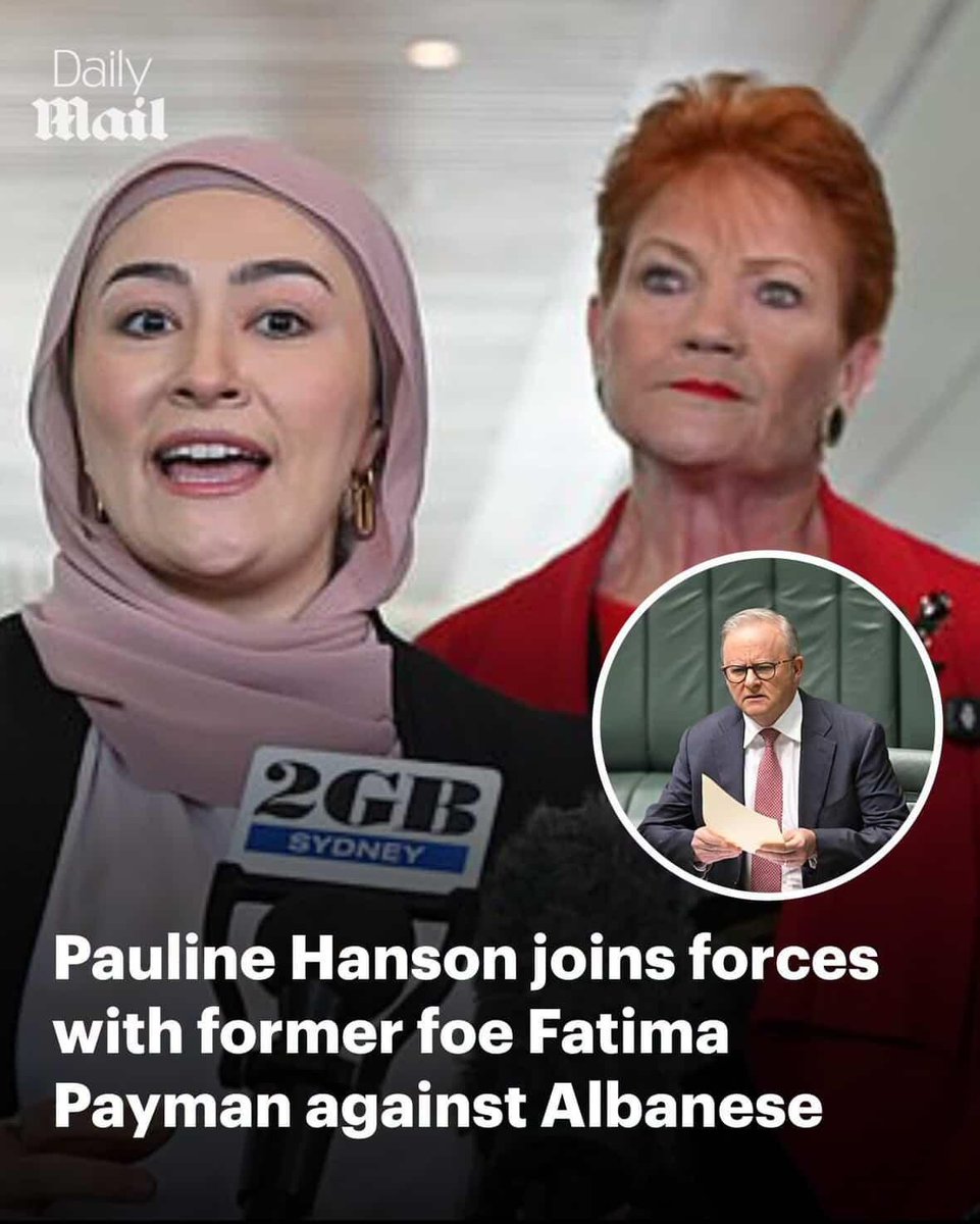 colonelhogans's tweet photo. Senator Fatima Payman is at a political and moral crossroads. 

Without the support of Labor in WA, she knows she’s finished as a senator in 2028. 

So who does she suddenly find as an ally? 

The most racist, bigoted, Islamophobe ever in an Australian parliament. 

Has she sunk low enough to use Hanson to get re-elected? 

Pathetic.