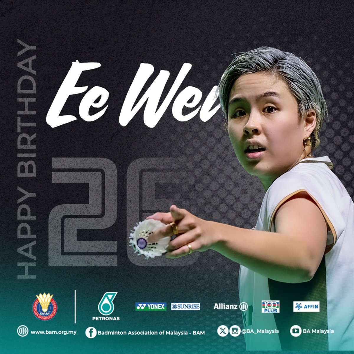 BA_Malaysia's tweet photo. 🎂❤️ Happy 26th Birthday, Ee Wei! ❤️🎂

Wishing you a smooth recovery &amp; come back to the court stronger than ever 💪🏻🏸

#GemilangkanLagi
#BadmintonMalaysia
#DemiMalaysia https://t.co/Z83PrrwUX8