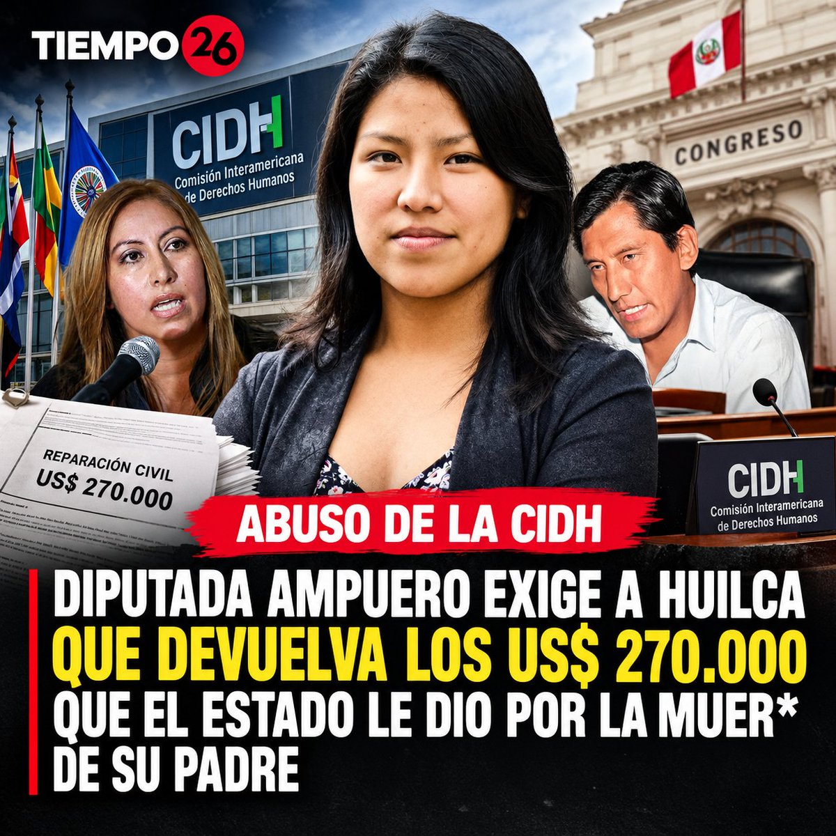 suriel's tweet photo. ⚫🔴DIPUTADA DE RENOVACIÓN POPULAR, KATHERINE AMPUERO, LE EXIGE A DIPUTADA INDIRA HUILCA A DEVOLVER LOS US$ 270.00 QUE HUILCA Y TODA SU FAMILIA RECIBIERON POR EL ASESINAT* DE SU PADRE, PEDRO HUILCA TECSE.

«Comparto mi preocupación con estos allanamientos que -en el pasado- ha hecho el Estado peruano frente a estas demandas ante la Corte IDH y me llama muchísimo la atención que los procuradores se allanaban a lo que demandaban en la Corte; cuando ni siquiera nuestra justicia peruana había resuelto y es el caso del asesinat* del señor Huilca: se allanaron y aquí en el Perú todavía está en proceso es más salió una sentencia: diciendo que no fueron los miembros de nuestras fuerzas armadas y policiales si no fue sendero luminoso: sentencia que ha declarado la anulidad la corte suprema pero que sigue en trámite se está llevando a cabo un nuevo juicio oral.

Cómo es posible que si nuestra justicia, nuestros jueces no se han pronunciado diciendo quién es el culpable nosotros a través de nuestro procurador que dice defender los intereses del Estado pero que los hechos demuestran claramente que no está defendiendo nuestros intereses se allanan anticipadamente y el estado muy diligente le paga la indemnización que ordena la Corte

¿Qué medidas estámos tomando para que estsa experiencias como esa no se vuelvan a repetir? Se tiene que analizar ese caso porque si aquí nuestra sentencia nuestros jueces determinan finalmente dentro del debido proceso que los responsables de esa muerte son los miembros de sendero luminoso tiene que haber un proceso señor ministro que disponga la devolución de ese dinero porque es dinero de todos los peruanos»