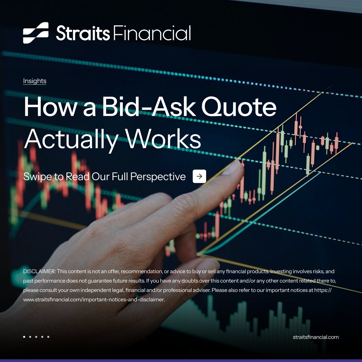 StraitsFinance's tweet photo. A market quote has two sides: the bid and the ask.

The bid is the price at which a market maker is willing to buy, while the ask is the price at which it is willing to sell. The difference between them is known as the bid-ask spread.

Understanding these two prices is a simple way to understand better how market liquidity and execution work. #TradingEducation#BidAskSpread

DISCLAIMER: This content is not an offer, recommendation, or advice to buy or sell any financial products. Investing involves risks, and past performance does not guarantee future results. If you have any doubts over this content and/or any other content related thereto, please consult your own independent legal, financial and/or professional adviser. Please also refer to our important notices at https://t.co/JuixMJYF3V.