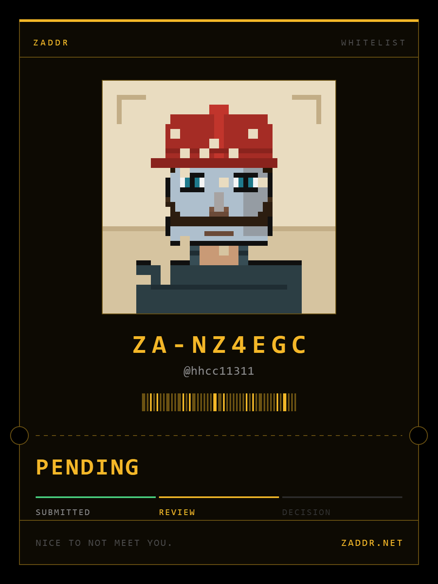 hhcc11311's tweet photo. Just arrived here—join quickly so you don't miss out.
Applied for the ZADDR whitelist. Ticket ZA-NZ4EGC. 2,800 shielded faces on Zcash. @zaddrnet https://t.co/bDI6S45LOe https://t.co/qJOFRIsIAp